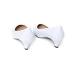 Women Unisex Low Kitten Heel White Patent