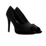 Women Drag Queen Cross Dresser HIGH Heel PEEP Toe Court Shoes- Black Suede