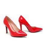 Ladies Womens Pointed Toe Shoes Red patent