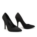 Womens Drag Queen Pointy Toe Court Shoes Black Suede