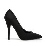 Womens Drag Queen Pointy Toe Court Shoes Black Suede