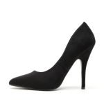 Womens Drag Queen Pointy Toe Court Shoes Black Suede