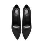 Womens Drag Queen Pointy Toe Court Shoes Black Suede