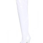 Womens Thigh High Kinky Over The Knee Stiletto Boots White Patent