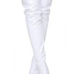 Womens Thigh High Kinky Over The Knee Stiletto Boots White Patent