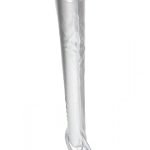 Womens Thigh High Kinky Over The Knee Stiletto Boots Silver Patent