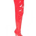 Womens Thigh High Kinky Over The Knee Stiletto Boots Red Patent