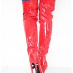 Womens Thigh High Kinky Over The Knee Stiletto Boots Red Patent