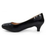 Women Unisex Low Kitten Heel Black patent