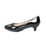 Women Unisex Low Kitten Heel Black patent