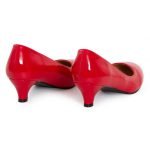 Women Unisex Low Kitten Heel Red Patent