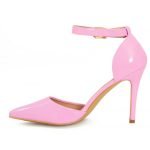 Womens Unisex Buckle Ankle Strap Stiletto Heel Shoes PinkPatent