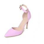 Womens Unisex Buckle Ankle Strap Stiletto Heel Shoes PinkPatent