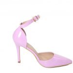 Womens Unisex Buckle Ankle Strap Stiletto Heel Shoes PinkPatent