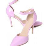 Womens Unisex Buckle Ankle Strap Stiletto Heel Shoes PinkPatent