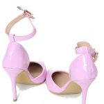 Womens Unisex Buckle Ankle Strap Stiletto Heel Shoes PinkPatent