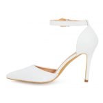 Womens Unisex Buckle Ankle Strap Stiletto Heel Shoes White Matte