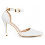 Womens Unisex Buckle Ankle Strap Stiletto Heel Shoes White Matte