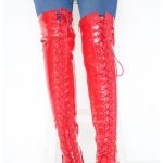 Womens Thigh Kinky Over The Knee Stiletto Boots Red Patent