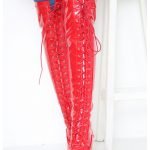Womens Thigh Kinky Over The Knee Stiletto Boots Red Patent