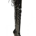 Womens Thigh High Kinky Over The Knee Stiletto Boots Black Patent