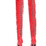 Womens Thigh High Kinky Over The Knee Stiletto Boots Red Patent