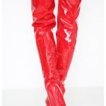 Womens Thigh HIGH Kinky Over The Knee Platform Stiletto Heel Boots Red Patent
