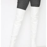 Womens Thigh HIGH Kinky Over The Knee Platform Stiletto Heel Boots White Matte