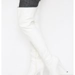 Womens Thigh HIGH Kinky Over The Knee Platform Stiletto Heel Boots White Matte