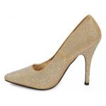 Womens Drag Queen Pointy Toe Court Shoes Gold Glitter
