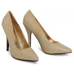 Womens Drag Queen Pointy Toe Court Shoes Gold Glitter