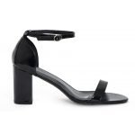 Womens Unisex Drag Queen Peep Toe Heels Black Patent