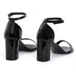Womens Unisex Drag Queen Peep Toe Heels Black Patent