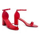 Womens Unisex Drag Queen Peep Toe Heels Red patent