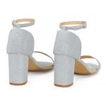 Womens Unisex Drag Queen Peep Toe Heels silver patent