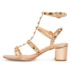 Womens Unisex Studded Block Mid Heeled Rivet Sandal Plus Size 8 to 12