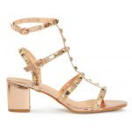 Womens Unisex Studded Block Mid Heeled Rivet Sandal Plus Size 8 to 12