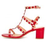 Womens Unisex Studded Block Mid Heeled Rivet Sandal Plus Size 8 to 12