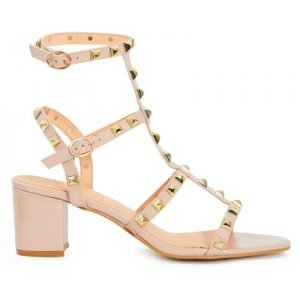 Womens Unisex Studded Block Mid Heeled Rivet Sandal Plus Size 8 to 12