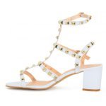 Womens Unisex Studded Block Mid Heeled Rivet Sandal Plus Size 8 to 12