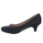 Women Round Toe Kitten Heel Shoes Black Suede