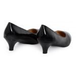 Women Round Toe Kitten Heel Shoes Navy Suede