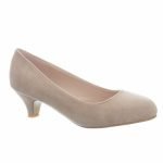 Women Round Toe Kitten Heel Shoes Nude Suede