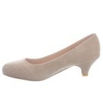 Women Round Toe Kitten Heel Shoes Nude Suede