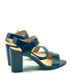 Women Low Block Heel Sandals Navy Pa