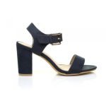 Women Low Block Heel Sandals Navy Suede