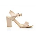 Women Low Block Heel Sandals Nude Pat