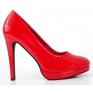 Womens Drag Queen Cross Dresser Round Toe Court Shoes Red Patent
