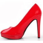 Womens Drag Queen Cross Dresser Round Toe Court Shoes Red Patent