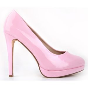 Womens Drag Queen Cross Dresser Round Toe Court Shoes Pink Patent